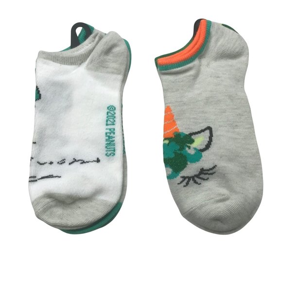 Lot of 4 St Patrick's Day Women's Shoe Size 4-10 No Show Socks Peanuts/Unicorn - Picture 2 of 14